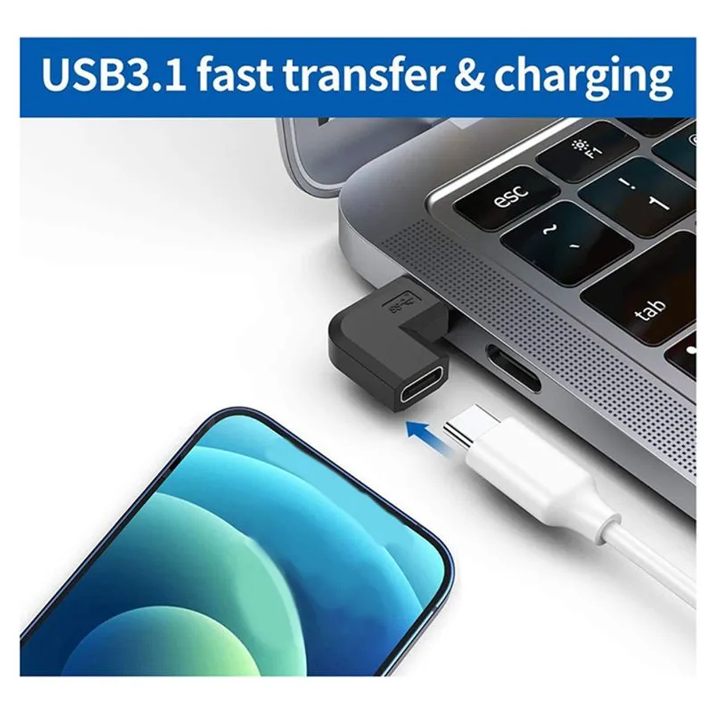 2 шт. 90-градусный угловой USB 3.1 Type C конвертер папа-мама