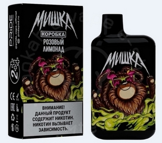 PRIDEVAPE Одноразовая POD-система МИШКА 10мл - (2) - 4000 затяжек - Розовый Лимонад (М)