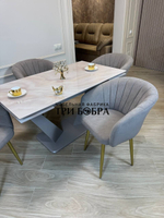 Кухонный раскладной стол "Вирджиния" , черный мрамор и 4 стула Версаль