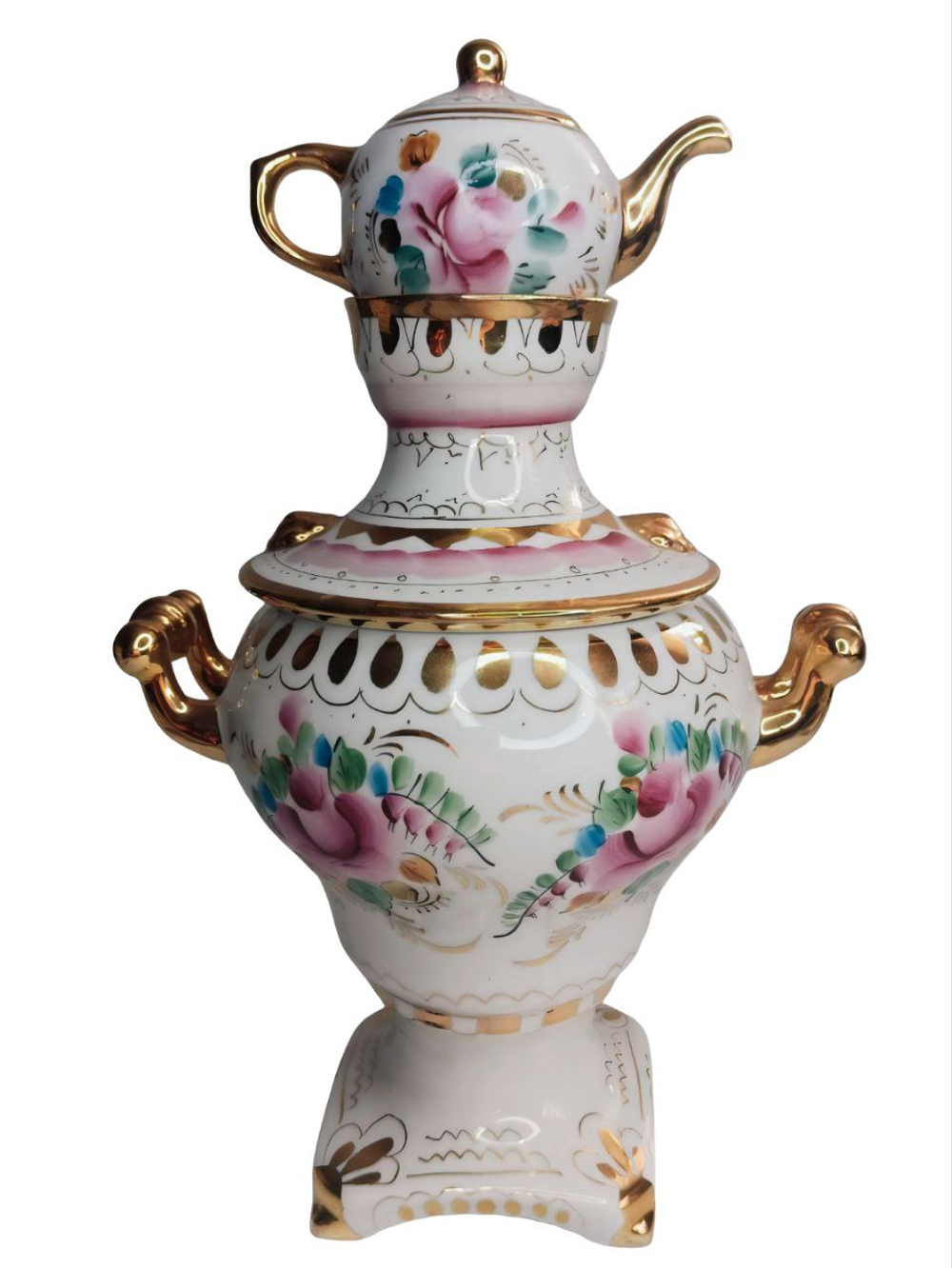 Статуэтка "Самовар с заварочным чайничком" Гжель