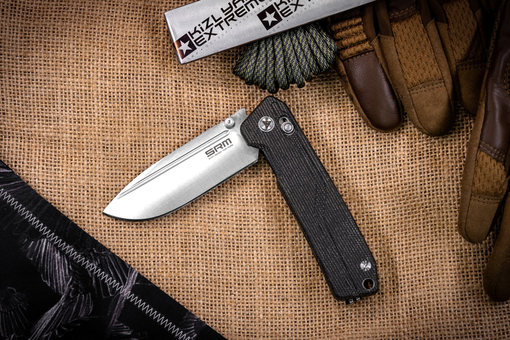 Складной нож SRM Rubik Large Satin сталь 10Cr15CoMoV рукоять Black Micarta (7228L-MB)