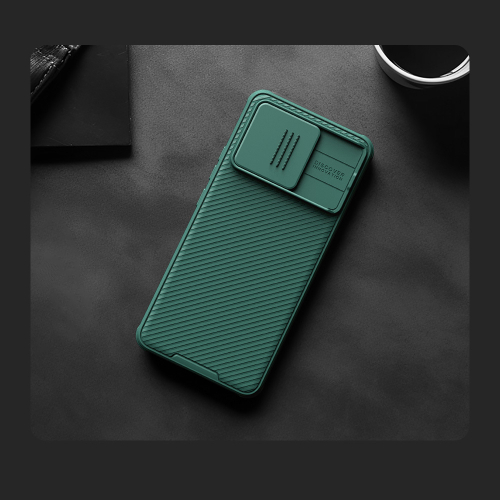 Чехол зеленого цвета (Deep Green) от Nillkin с защитной шторкой и с встроенным круглым магнитом для Xiaomi Poco F6 Pro, серия CamShield Pro Magnetic