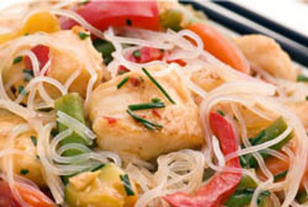 Ширатаки с треской и овощами