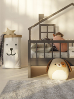 Кровать-домик односпальная 120х200 Локи с настилом из массива сосны для детской комнаты, серая