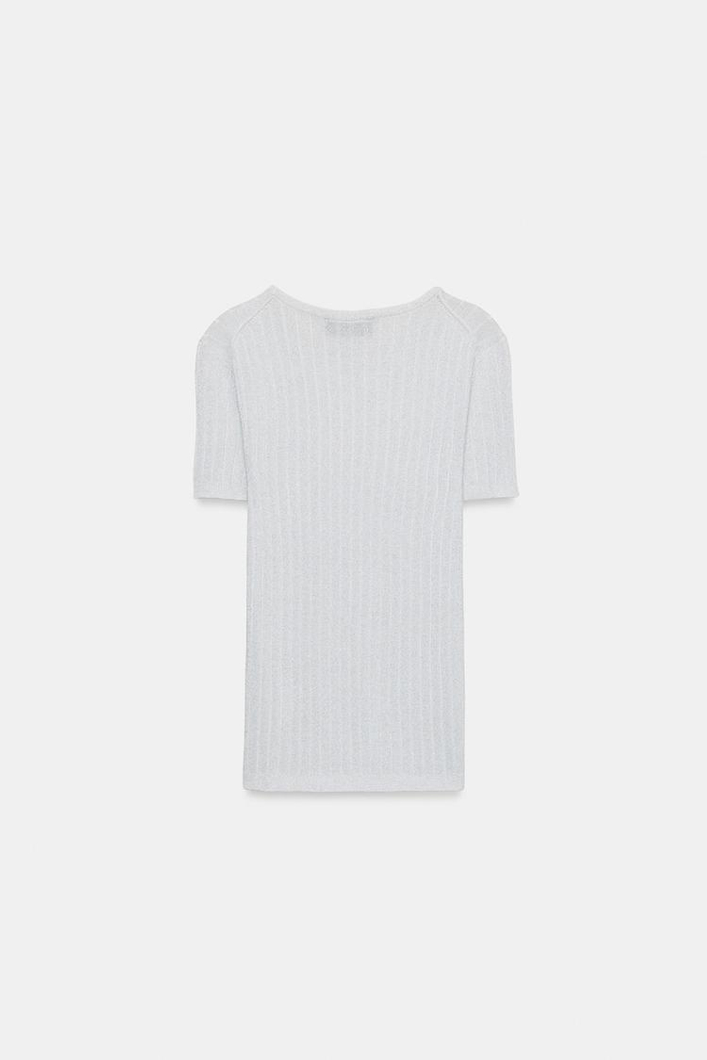ZARA ТОП В РУБЧИК С БЛЕСТЯЩЕЙ НИТЬЮ, СЕРЕБРИСТЫЙ