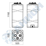 Емкость прямоугольная вертикальная для дизельного топлива со сливом Анион 250 л. вертикальная (515x525x1200см;синий) - арт.559433