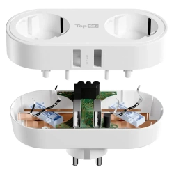 Двойник для розетки с заземлением 4000W 16A, 2 USB 12W Белый