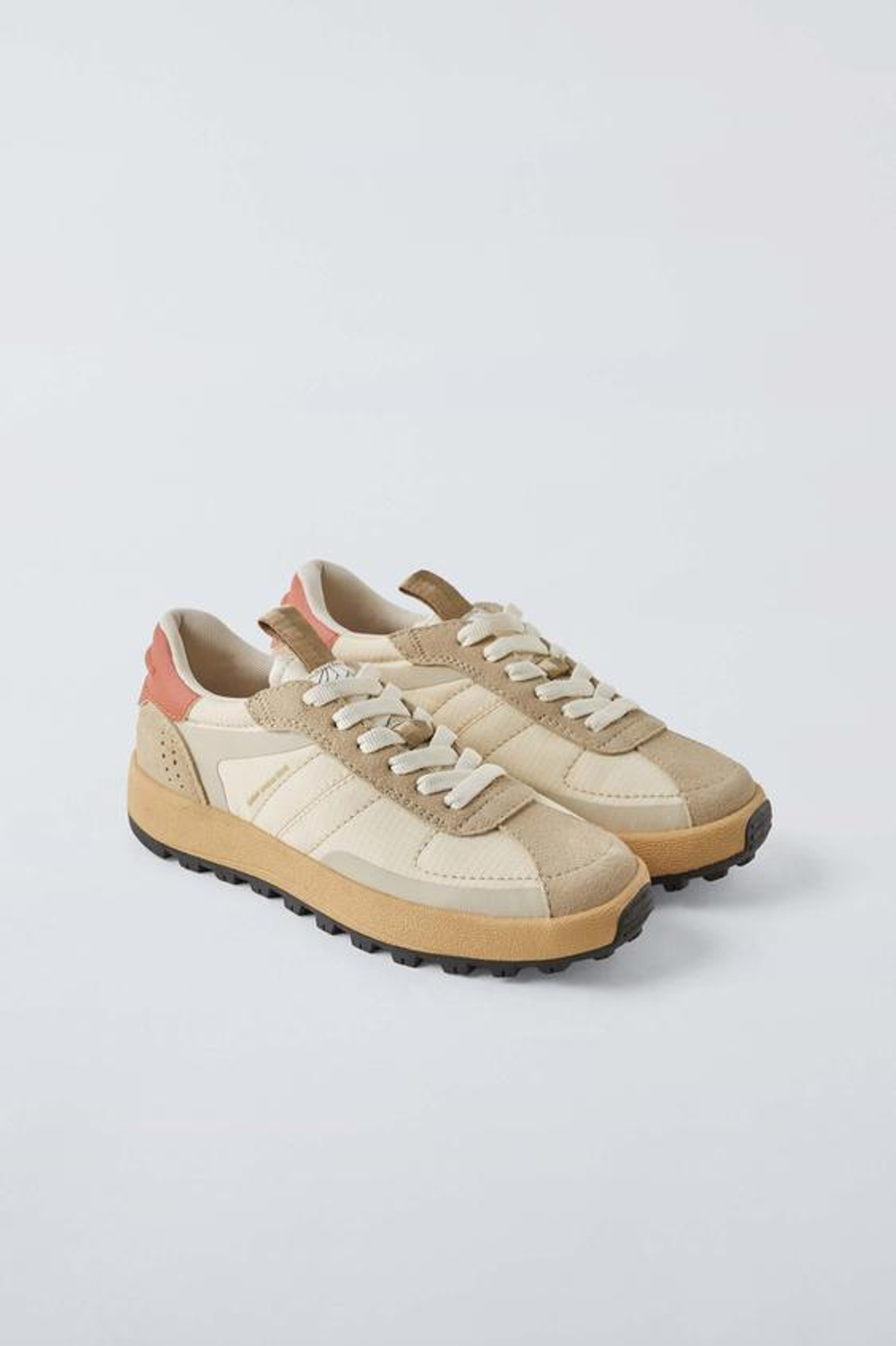 ZARA КРОССОВКИ С КОНТРАСТНЫМИ ВСТАВКАМИ, БЕЖЕВЫЙ