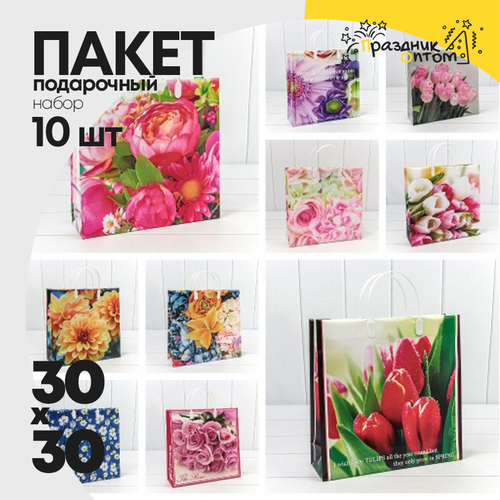 Пакет подарочный 30х30х10см Женский (Микс)