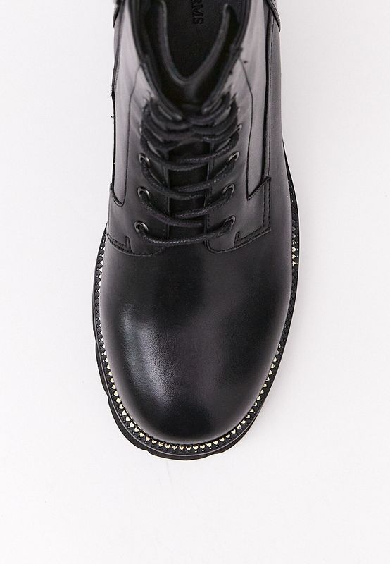 Ботинки на фигурной подошве со шнурками, черный