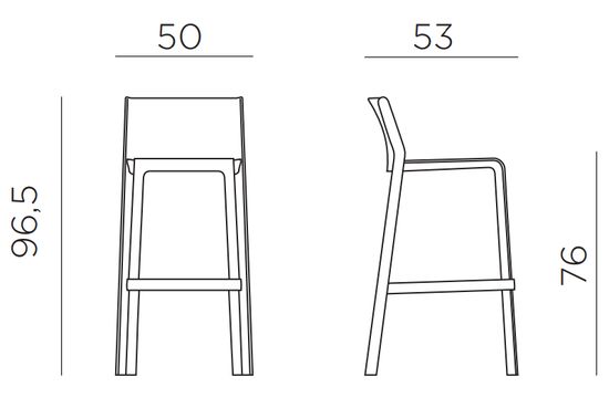 Стул пластиковый барный Trill Stool тортора Италия
