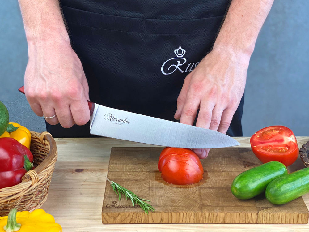 Кухонный нож Alexander L PRO AUS-8 Red G10