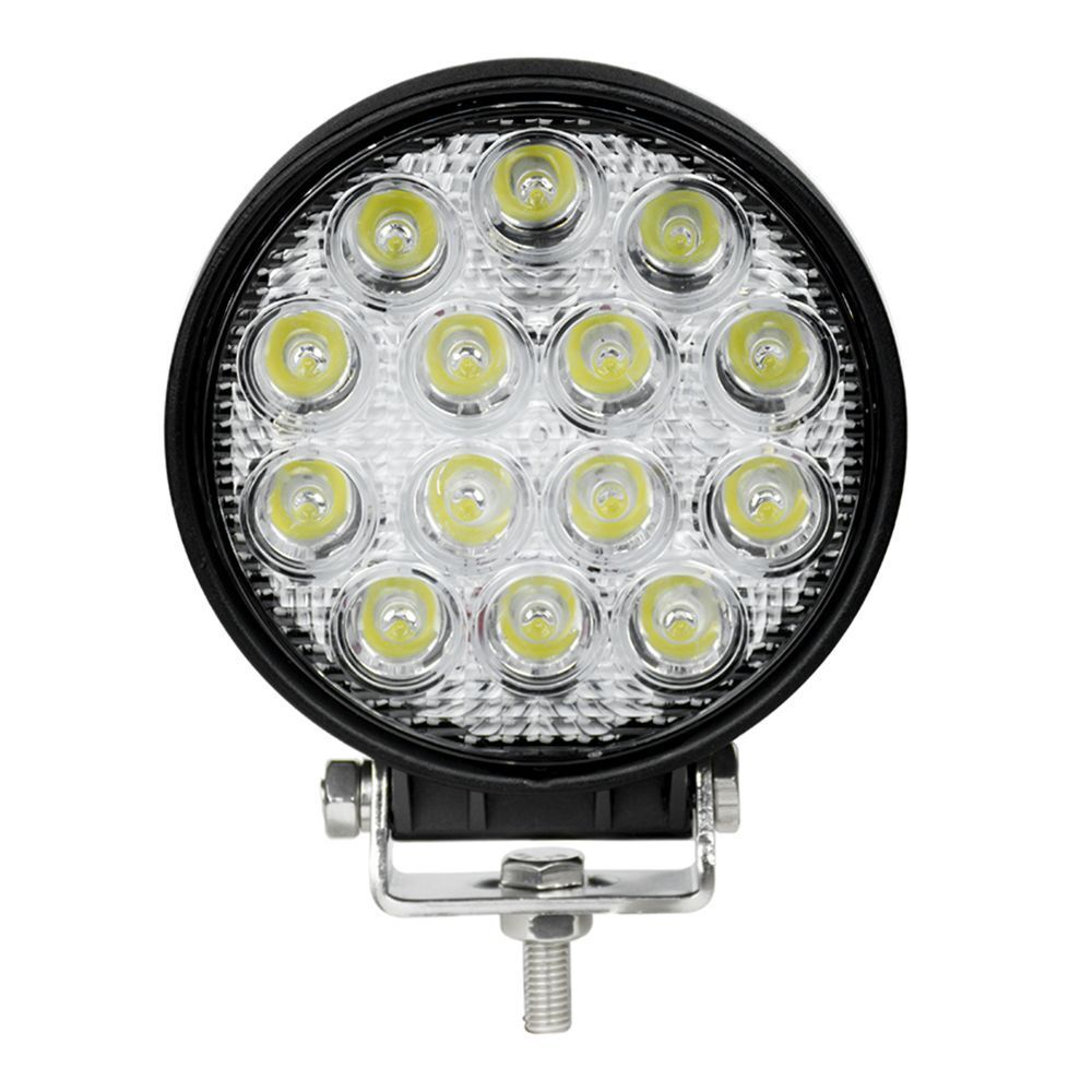 Фара рабочего света Диод круглая ф 8,5x1,9см с кронштейном 14LED рифленое стекло 10.5W (10-30V)