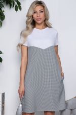 Платье Игра на контрасте серо-белое П10040 LT Collection
