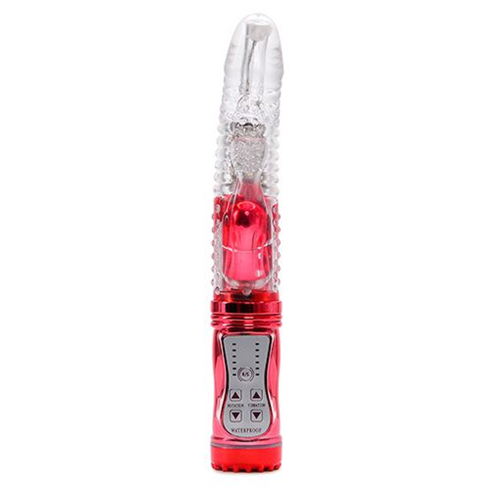 Рельефный вибратор MAGIC TALES LOVE SPELL RABBIT с клиторальным отростком - 22,5 см. (Цвет: прозрачный)