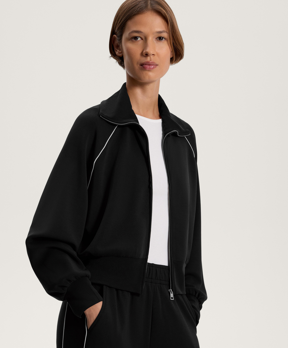 Oysho Толстовка с высоким воротником, черный