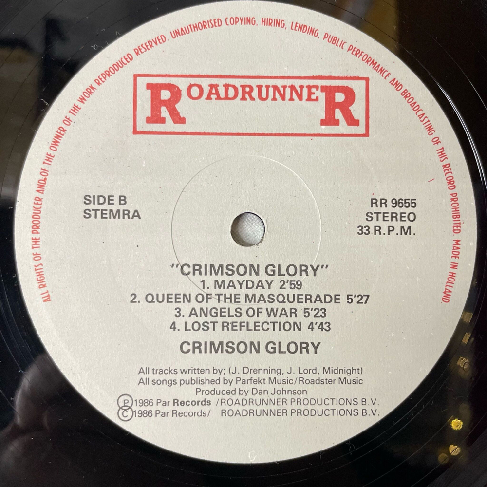 Винтажная виниловая пластинка LP Crimson Glory (Germany 1986)
