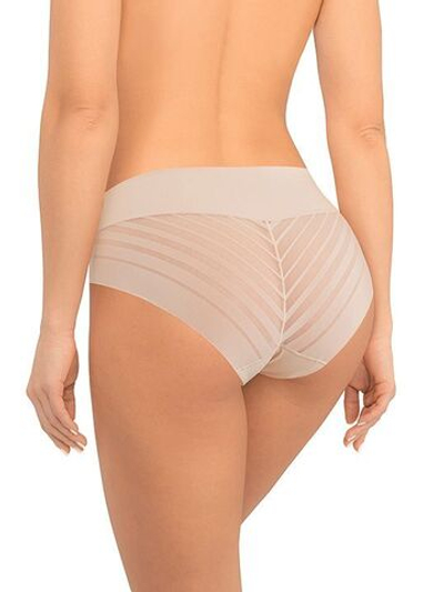 Высокие трусики-слипы с полупрозрачной задней частью в полоску (Размер: M) (Цвет: бежевый)
