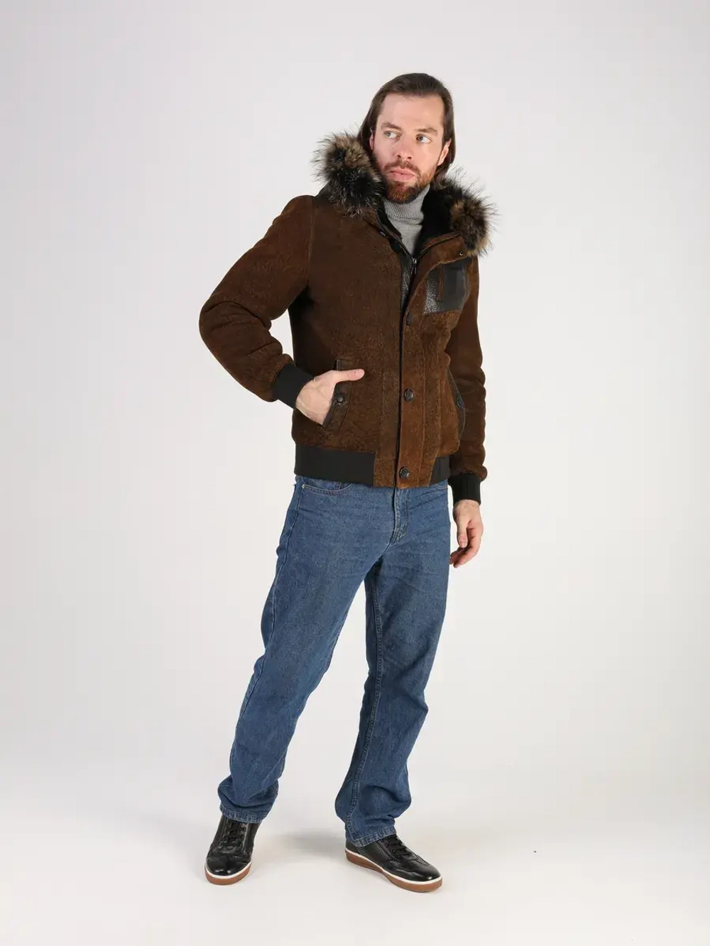 Дубленка натуральная куртка зимняя с капюшоном