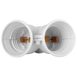 Патрон-разветвитель ЭРА цокольный Е27-2хЕ27 белый | Патроны, переходники, ПРА