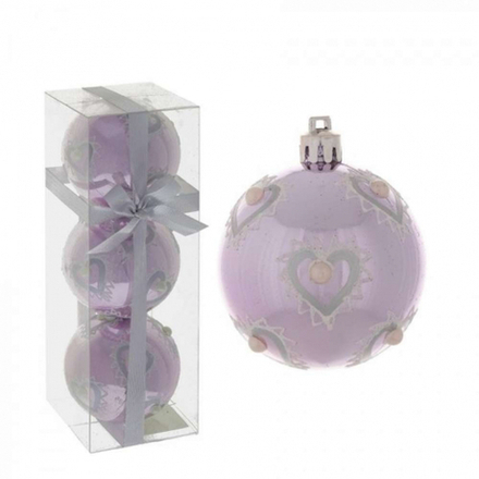 723185 Набор из 3-х новогодних украшений "Шар" (розовый)