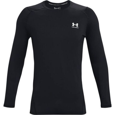 Мужская теннисная футболка теннисная Under Armour Men's HeatGear Armour Fitted Long Sleeve - black/white
