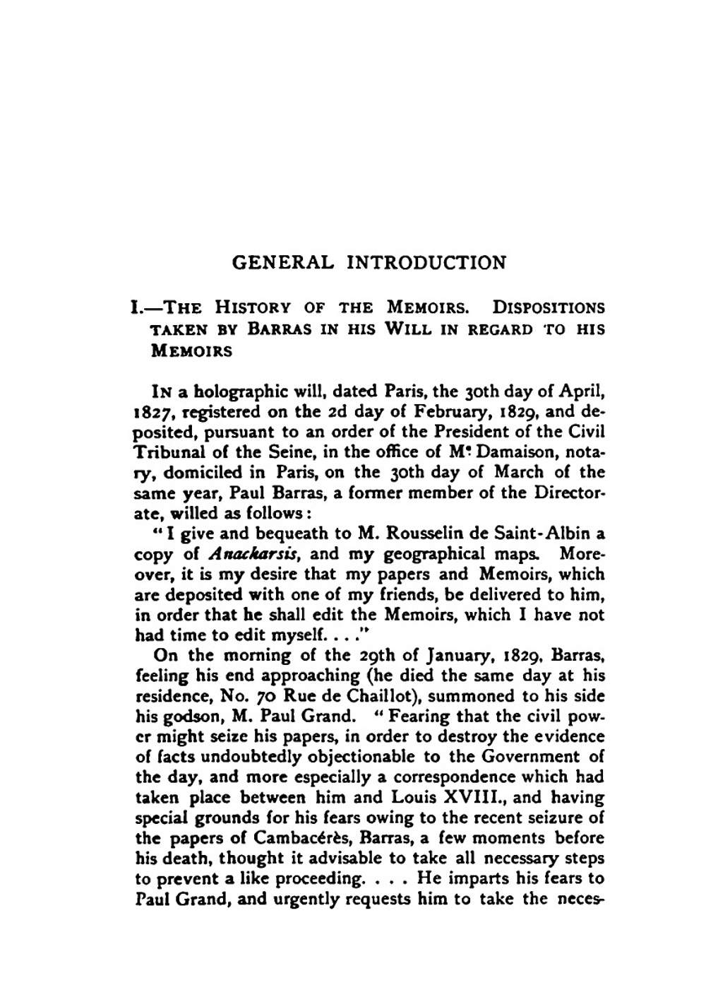 Memoirs of Barras, Member of the Directorate. Volume 1 | G. Duruy