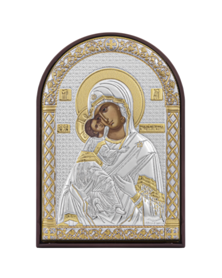 Владимирская БМ, икона арочная, пластик коричневый 80х115