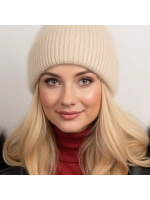 шапка вязаная бини ангора теплая демисезонная с отворотом