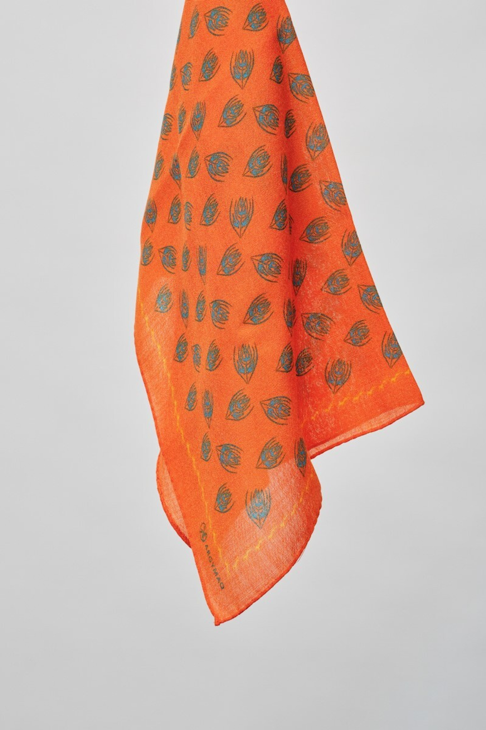 Шерстяной платок Ласточка и тюльпан ORANGE 70×70