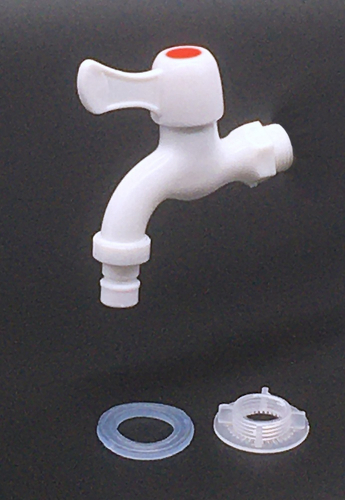 Кран с носиком ПЛАСТИК 1/2  БЕЛАЯ, ЭВЕРЕСТ (50/1шт)