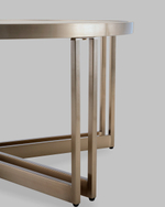 Журнальный столик Алиада 90х90 см светлая керамика сталь шампань