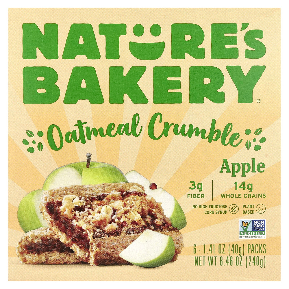 Nature's Bakery, Oatmeal Crumble, яблоко, 6 пакетиков по 40 г (1,41 унции)