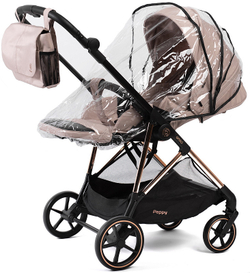 Прогулочная коляска Peppy Amici с автокреслом Verona Black Beige рама Gold