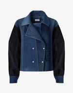 Джинсовая куртка со шнуровкой на спине, синяя