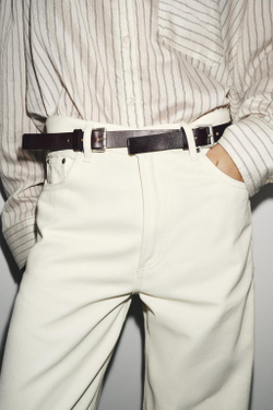 ZARA КОЖАНЫЙ РЕМЕНЬ С ПРЯЖКОЙ, КОРИЧНЕВЫЙ