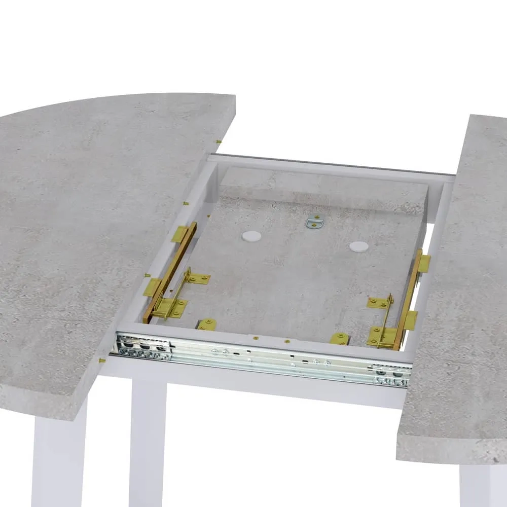 Стол Bradex Home Next круглый раскладной 90-120x90x76,5см, Бетон Лайт, белый