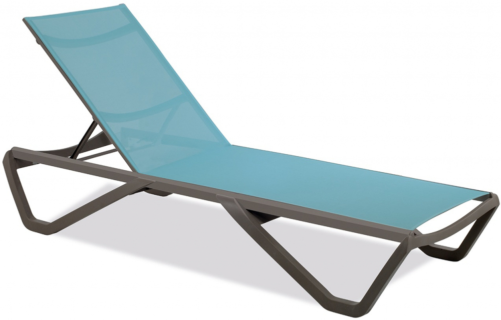 Шезлонг-лежак металлический Papatya Wave Paint, тортора, бирюзовый