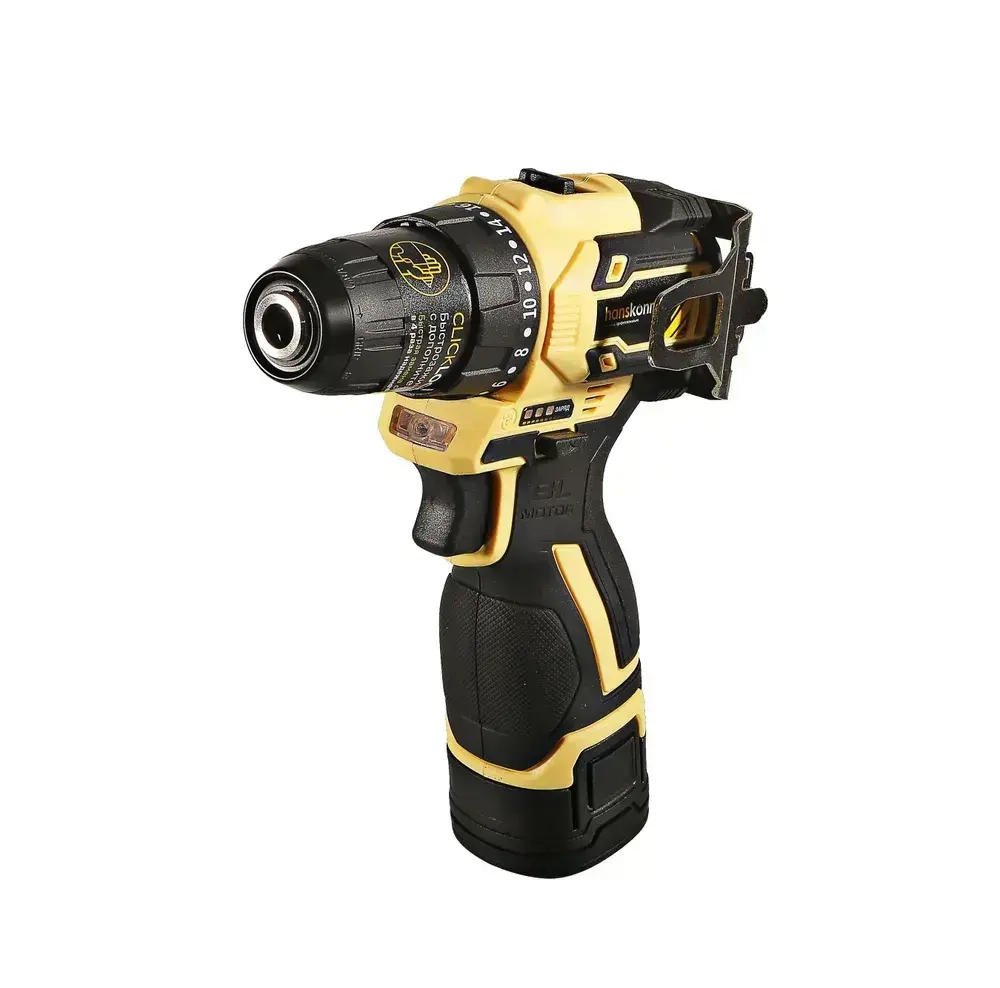 HCD1645BLC Дрель аккумуляторная б/щ Hanskonner, 14,4В, 45Нм, 2х2.0Ач, патрон 10мм, сумка-кейс