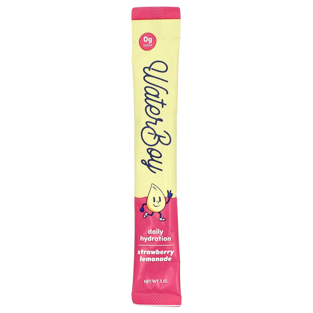 Waterboy, Daily Hydration, смесь для приготовления электролитического напитка, со вкусом клубничного лимонада, 12 стиков в упаковке, по 3,1 г (0,11 унции)