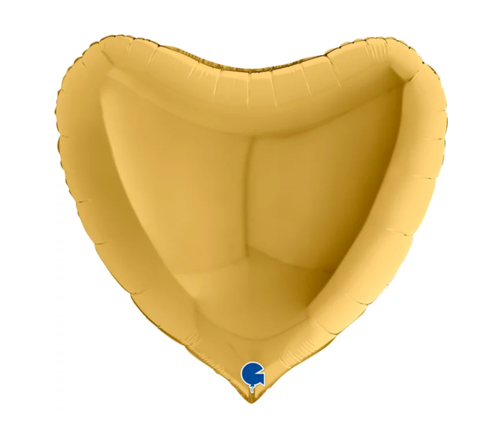 Шар (36''/91 см) Сердце, Яркое золото, 1 шт. в уп.
