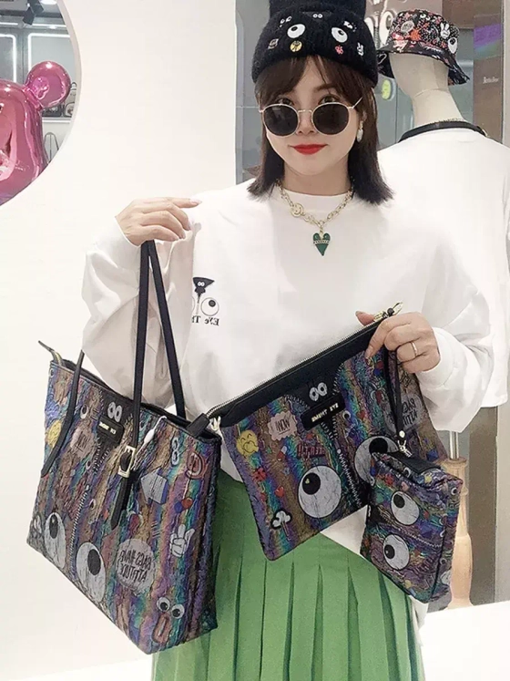 Сумка 3 в 1 большая тоут клатч кошелек для подростка