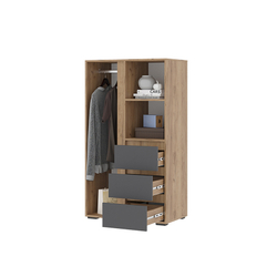 Хелен ШК 03 Шкаф с ящиками и штангой низкий Крафт золотой / Графит серый