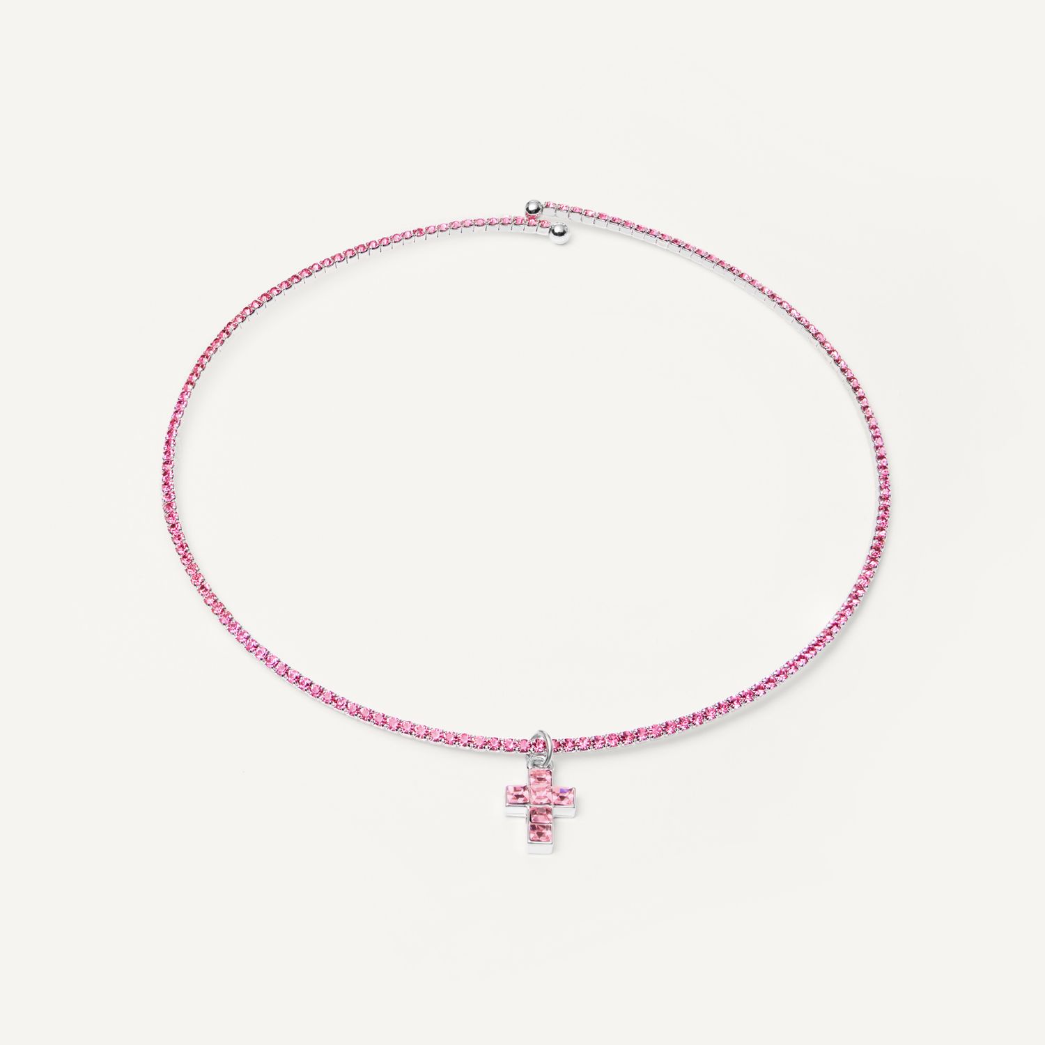 Колье Cubic Cross Necklace – Pink