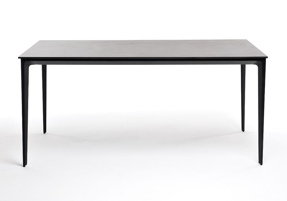 "Малага" обеденный стол из HPL 160х80см, цвет "серый гранит", каркас черный