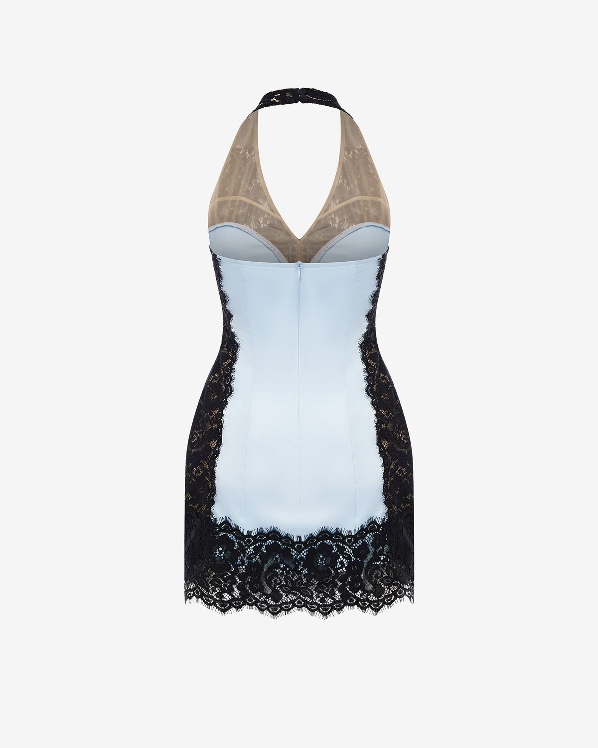 Платье мини из сатина и кружева