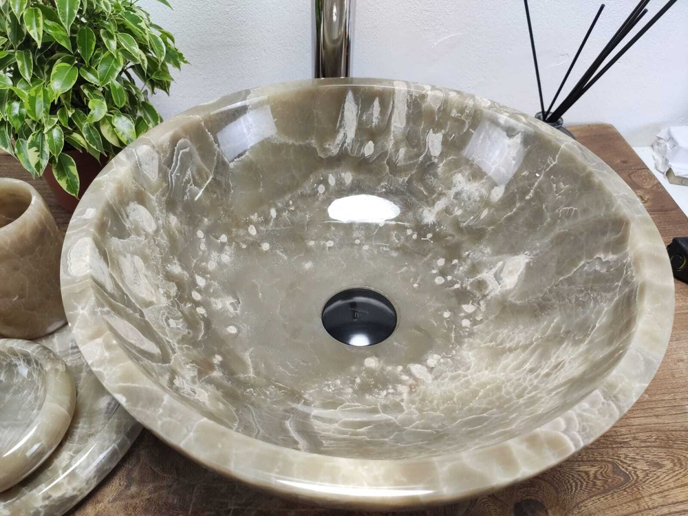 Раковина из оникса Bowl Grey Small TinLip BO-60912 40*40*15