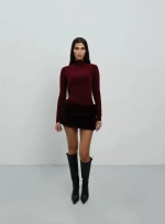 Платье с мехом, Бордовое