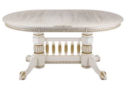 Деревянный стол Кантри 160(200-240)х107х78 молочный с золотой патиной