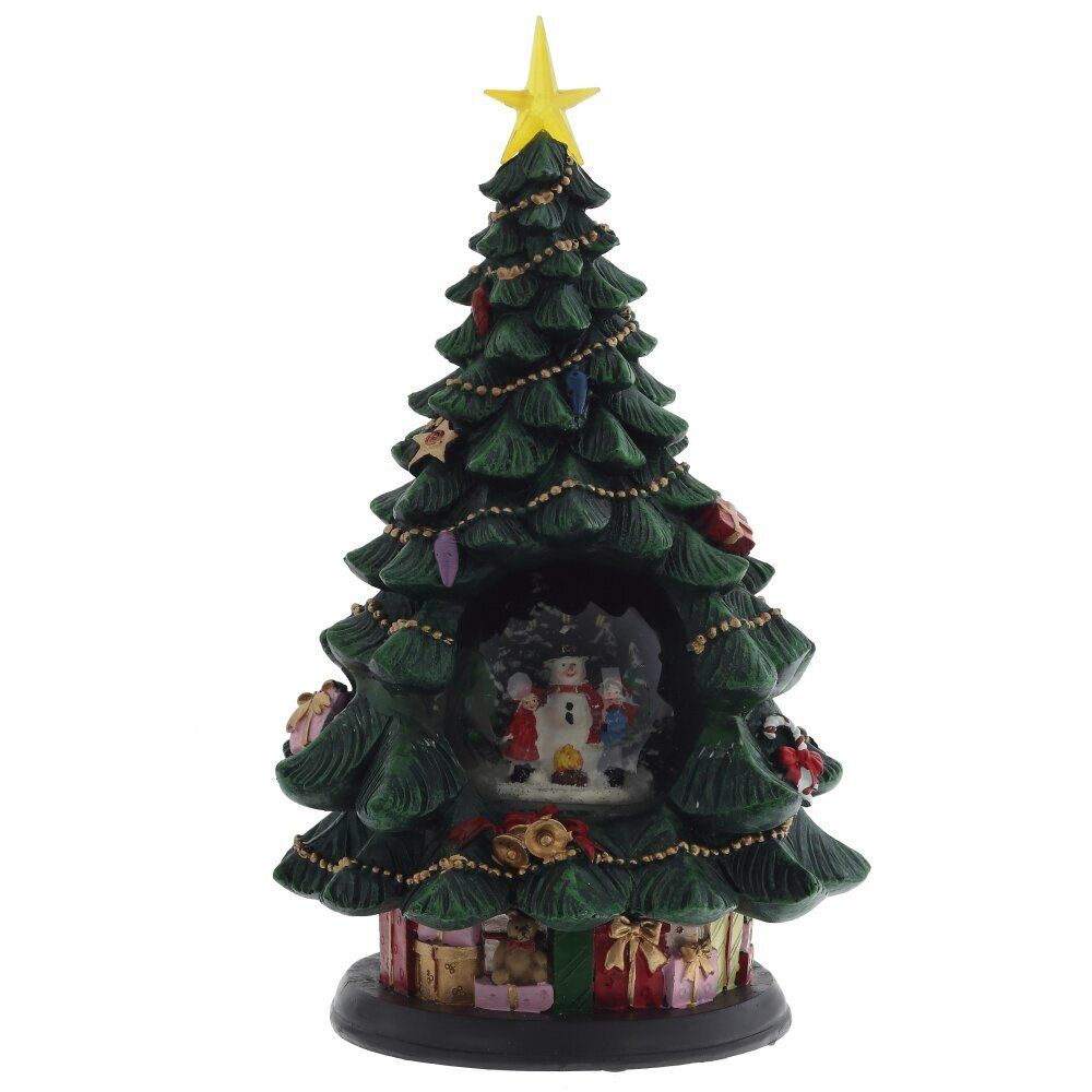 GAEM Фигур декор в стекл шаре "Елка и Снеговик" (подсв,муз, вьюга, AAх3 н/п), D 10 см, L19,5 W19,5 H35 см